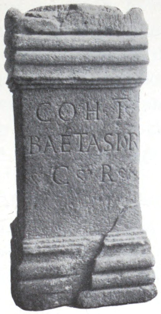 Roman altar inscribed COH I BAETASIOR C R from the fort of Bar Hill on the Antonine Wall