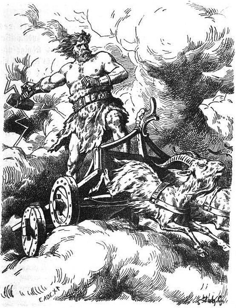 Thor / Donar mit dem Hammer – Illustration von Johannes Gehrts