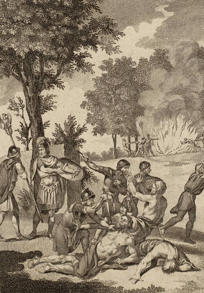 Illustration: Römer und Druiden auf Mona