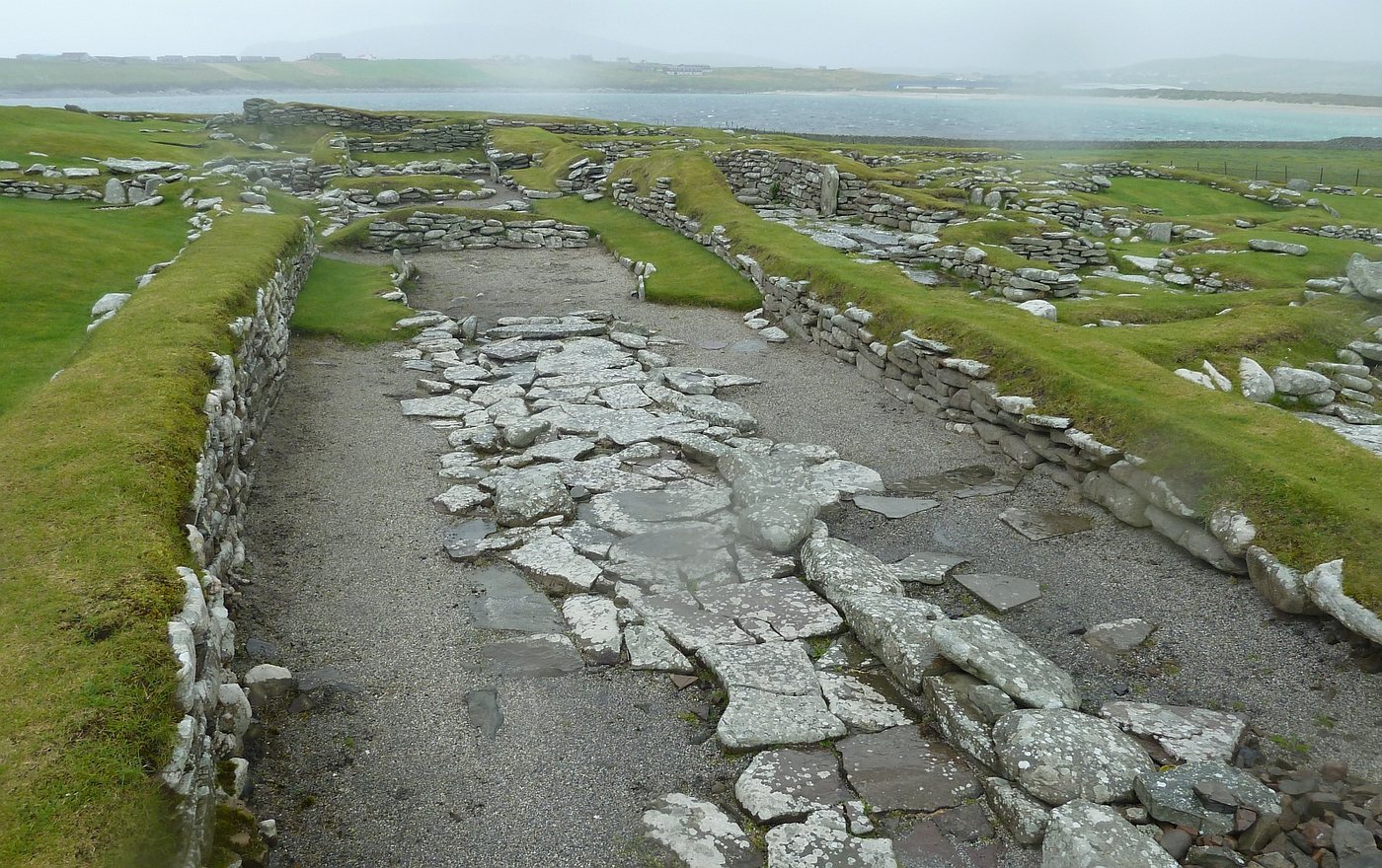 Wall footings of Norse longhouses at Jarlshof on Shetland