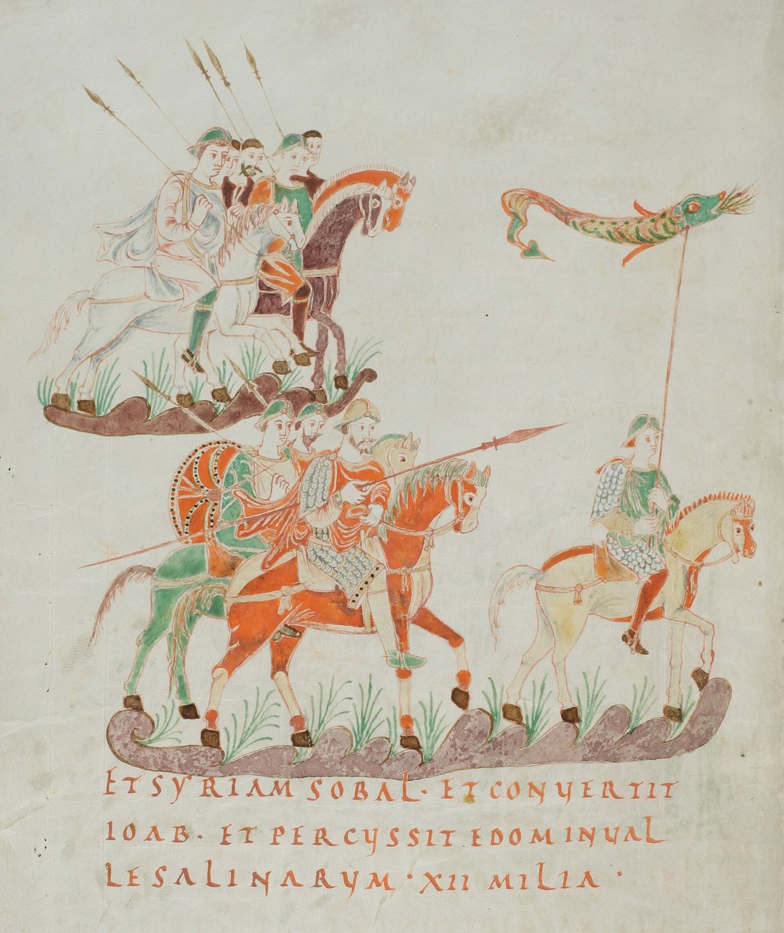 Fränkische Panzerreiter im Goldenen Psalter von St. Gallen