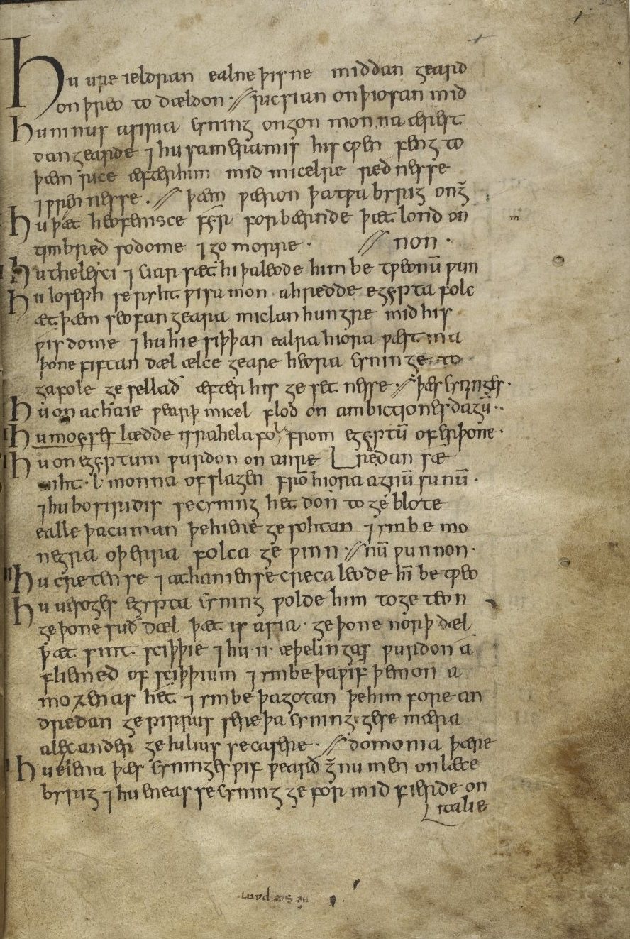 Manuscript page of the Tollemache Orosius with chapter headings