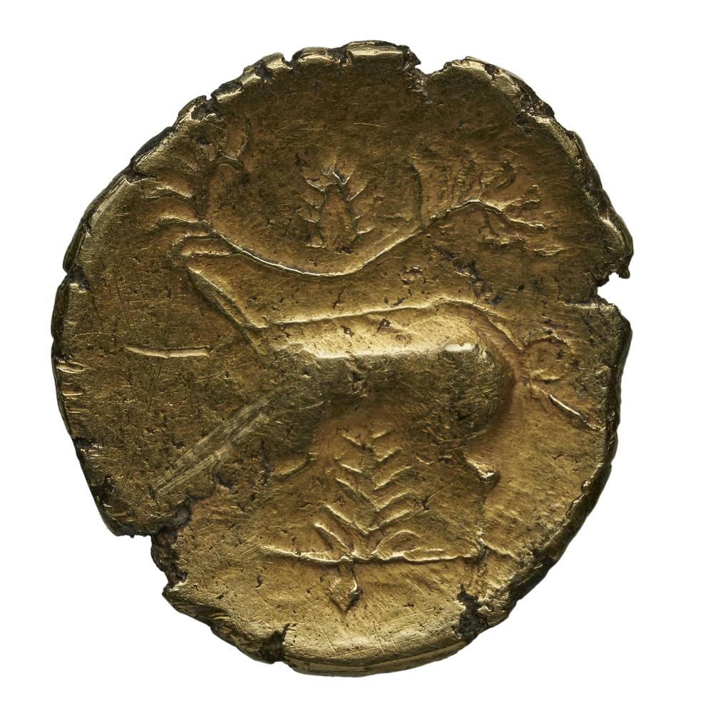 Goldstater der Petrocorii mit Ebermotiv