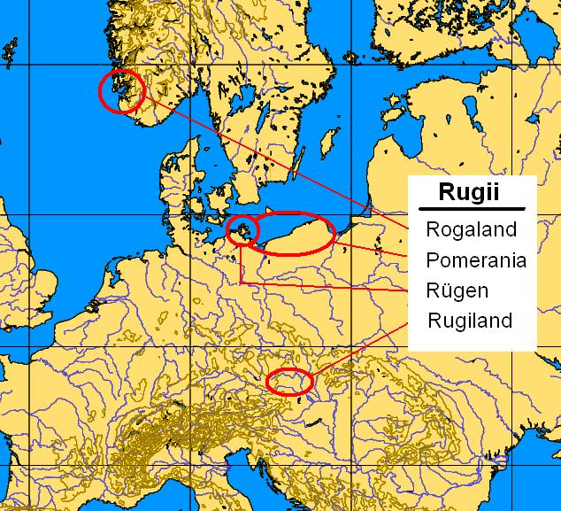 Karte der rugischen Siedlungsgebiete
