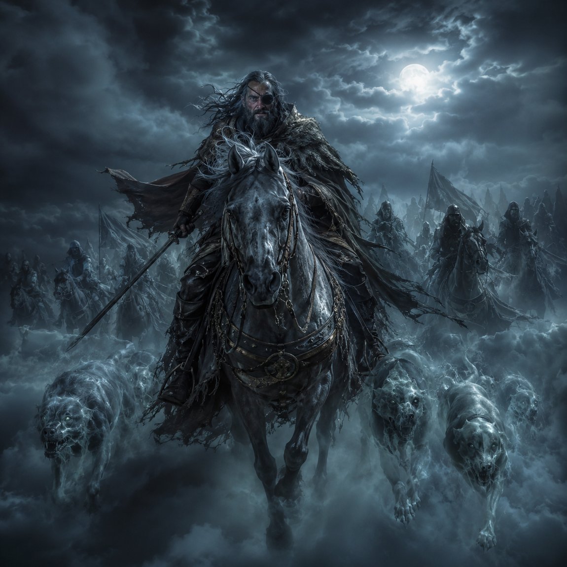 The Wild Hunt, Odin's ghost host in the night sky