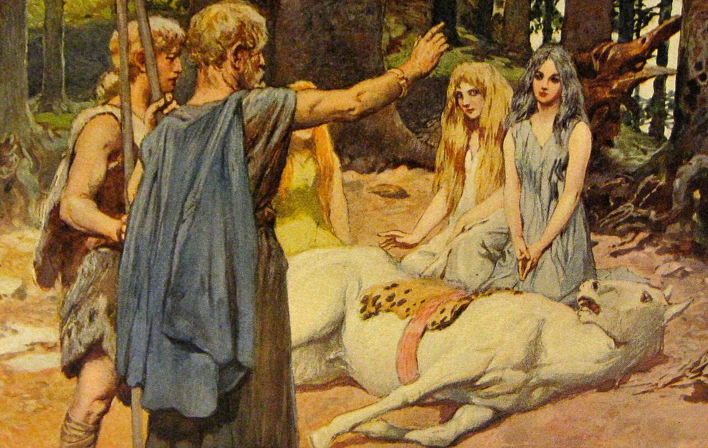 Wodan heilt Balders Pferd – Illustration von Emil Doepler