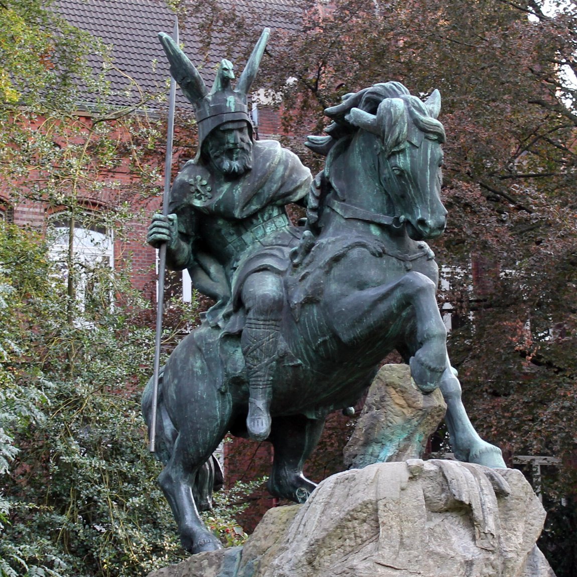 Widukind-Reiterstandbild in Herford — ein Denkmal des 19./20. Jahrhunderts für den sächsischen Anführer, kein zeitgenössisches Bildnis.