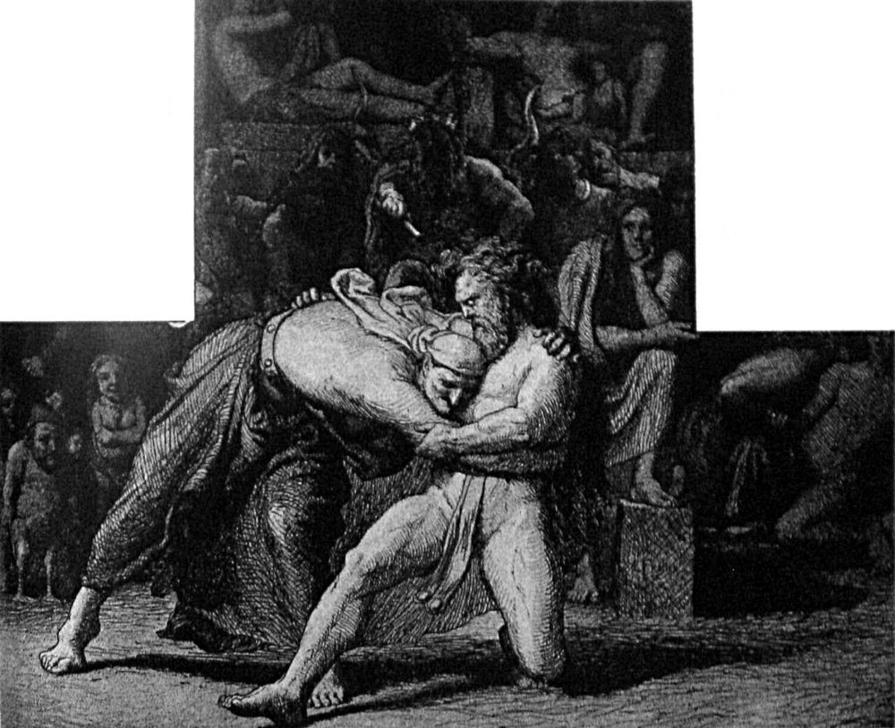 Thor wrestles the old woman Elli